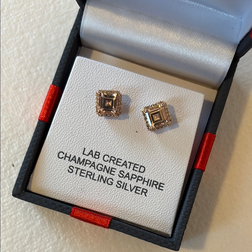 Sterling Silver Champagne Sapphire Earrings